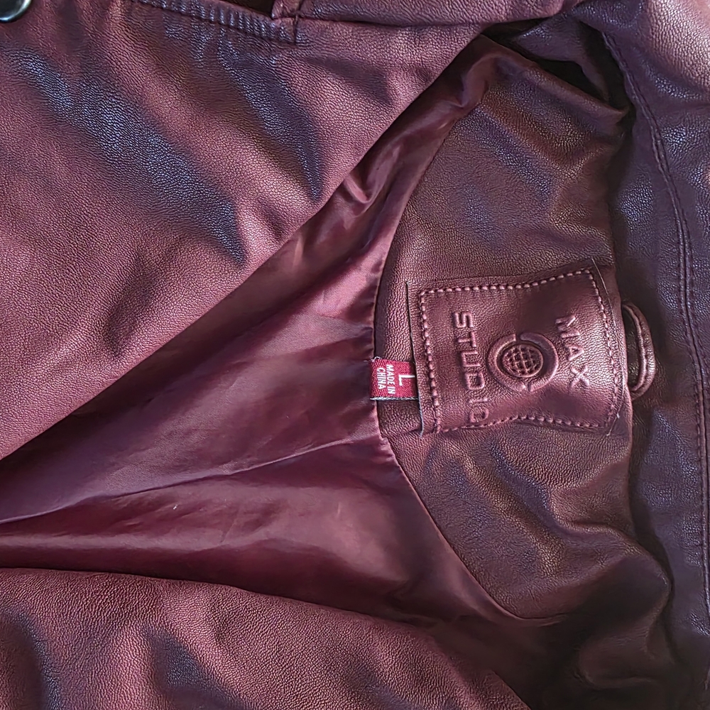 Max Studio Maroon Leather Jacket - image 4